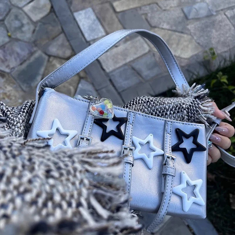 Personality Star Design Sweet Handbags Women Y2k Aesthetic Streetwear Women's Shoulder Bags Trendy Vintage Korean Underarm Bag