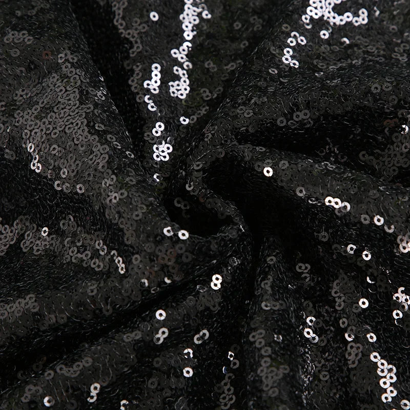 Elegant Black Sequins Dress Women's Bodycon Square Neck Autumn Party Dresses Chic Mature Outfits Bling Club Charming