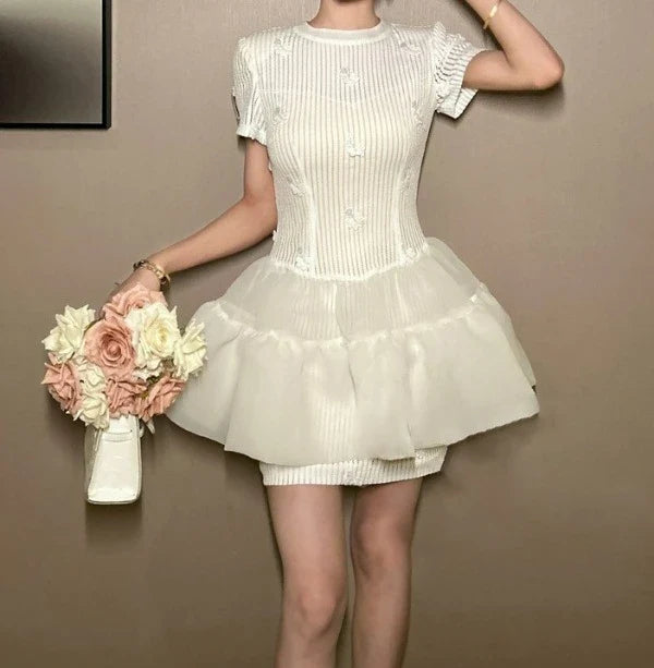 Retro Design Tutu Dress Dress Women's Summer New Temperament Sweet and Thin Striped Skirt