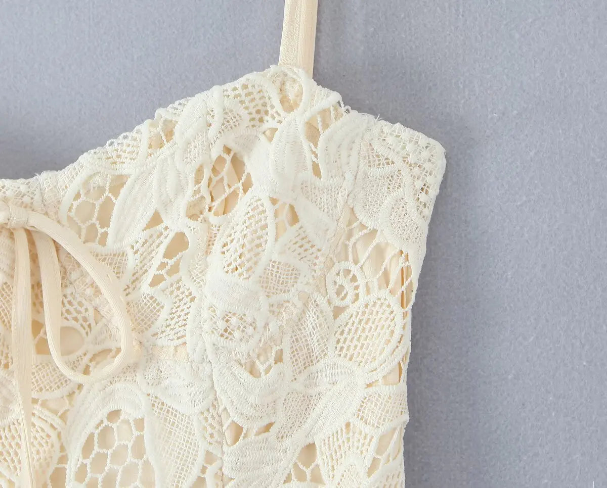 Black Beige Lace Sling Mini Dress Women Summer Club Party Sexy Robe