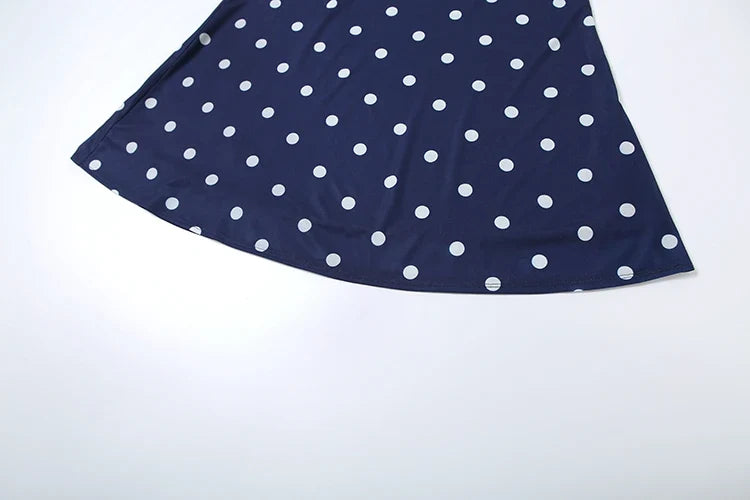 Sexy Polka Dot Print 2-Piece Set Women Halter Bandage Halter Backless Sleeveless Mini Tops+Straight Skirt Matching Suit