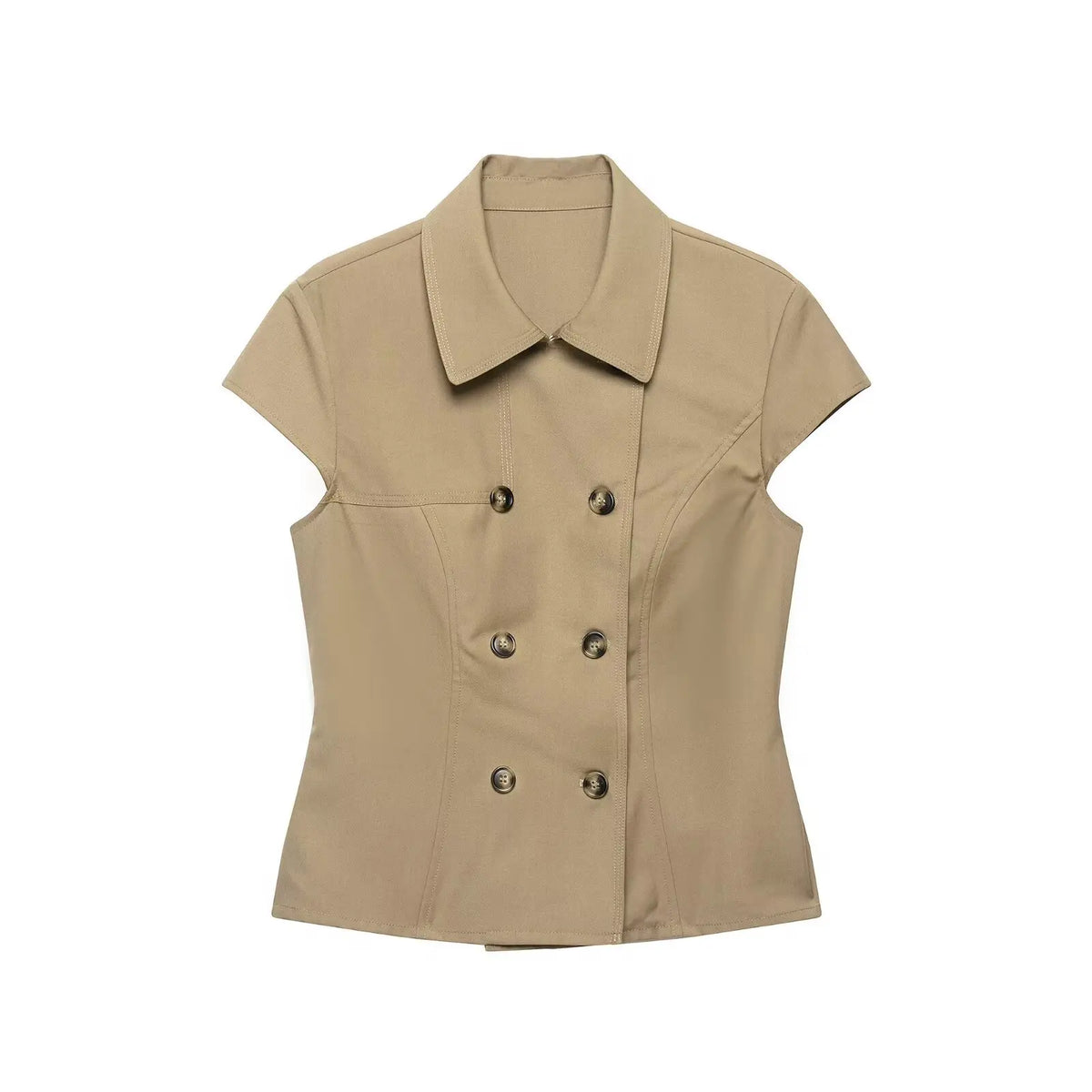 New Temperament Turn Down Collar Women Vest Harajuku Punk Double Breasted Summer High Street Camis Y2k Slim Fit Casual Clothes