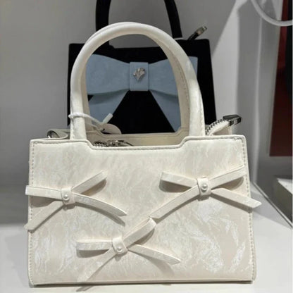 Japanese Fashion Fairy Top-Handle Bags Office Lady Sweet Y2k Aesthetic Shoulder Crossbody Bag Casual Elegant Bow Women Handbags