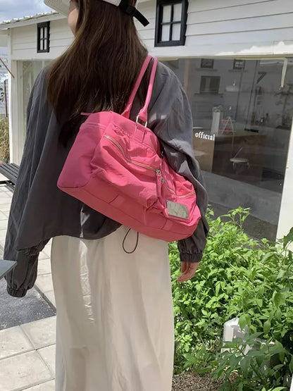 Double Pocket Fashion Bag for Women's New Travel Large Capacity Nylon One Shoulder Handheld Fitness Tote Bags