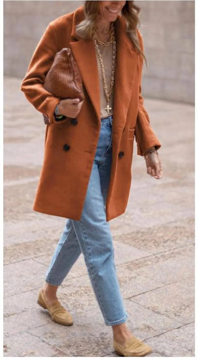 Autumn and winter Europe and the United States long long plus-size woolen women's coat woolen coat
