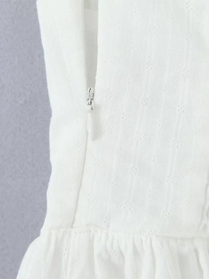 Lace Trim Patchwork White Dresses For Women New Strapless Sleeveless Tiered Mini Dress Summer Sweet Fashion Sexy A-line Vestidos