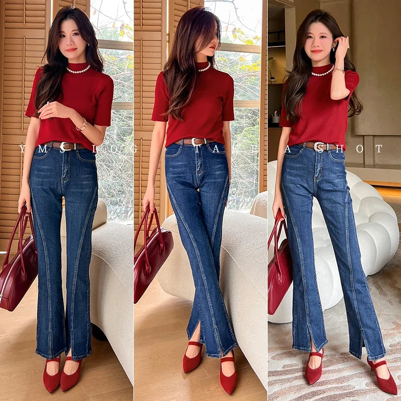 Women Pumps 5 cm Fashion Ladies Spring Shoes One Strap Genuine Leather High Heel Pointed Toe Pumps