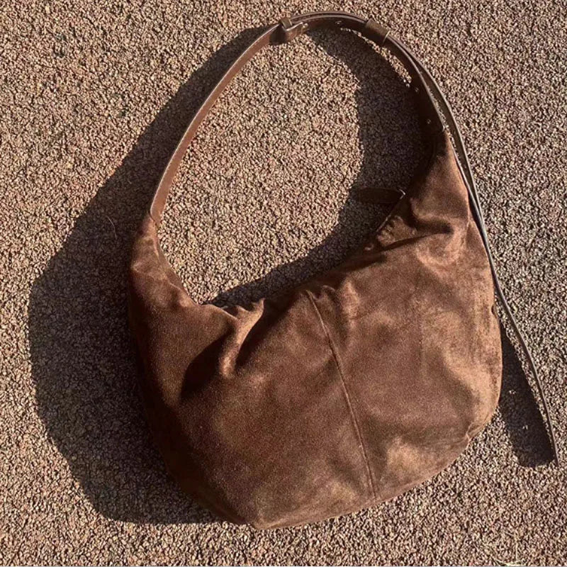 Large capacity design women bag new retro frosted velvet hobos bag armpit bag single shoulder crossbody bag