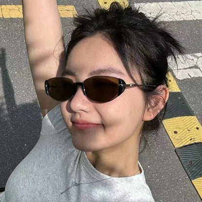 Trendy Small Square Women's Sunglasses Metal Frame Sun Glasses Vintage Shades UV400 Eyewear Narrow Eyeglasses Driver Goggle