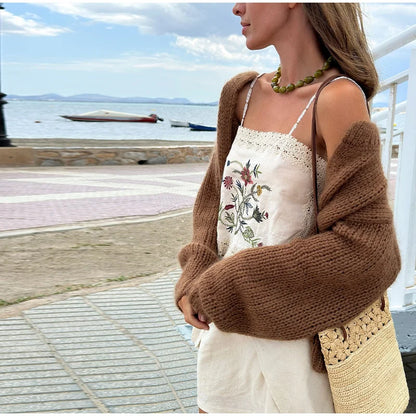 Bead Flower Embroidery Tank Top Shorts Suits 2 Pieces Women Backless Strap Sleeveless Vest Wide Leg Shorts Suits Patchwork Sexy