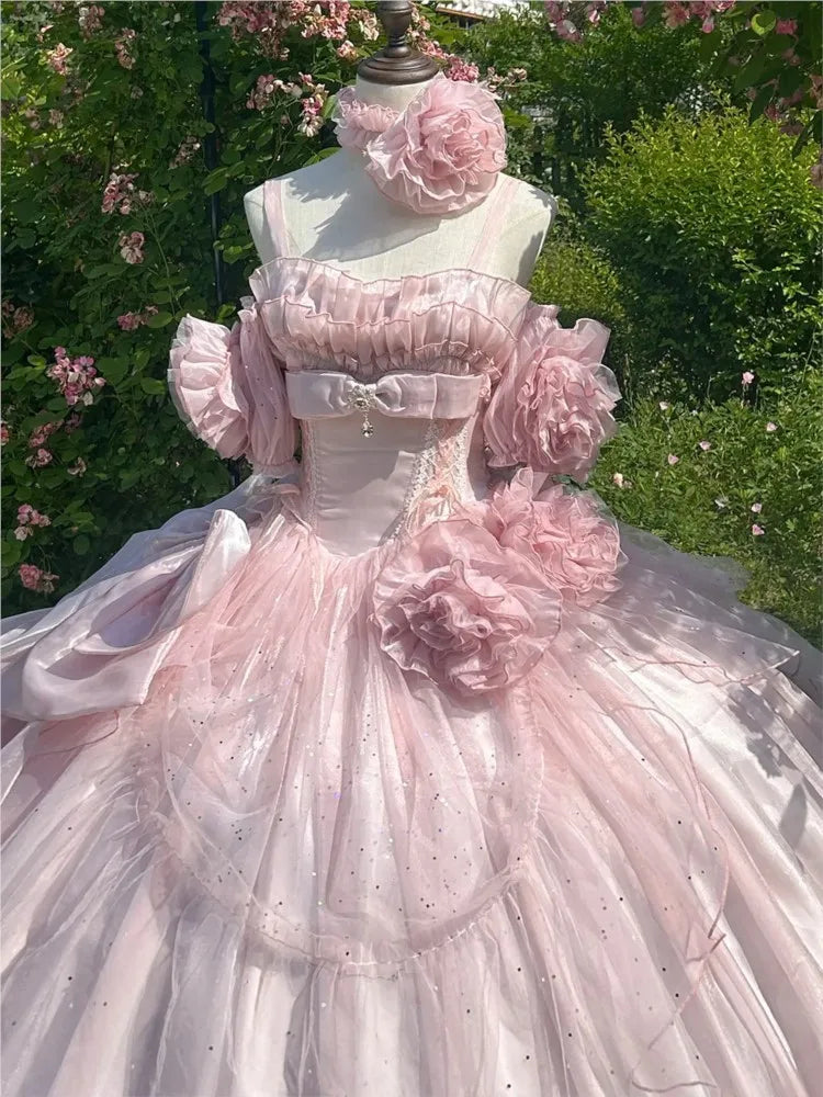 New pink wedding dress for coming-of-age ceremony student day party and banquet