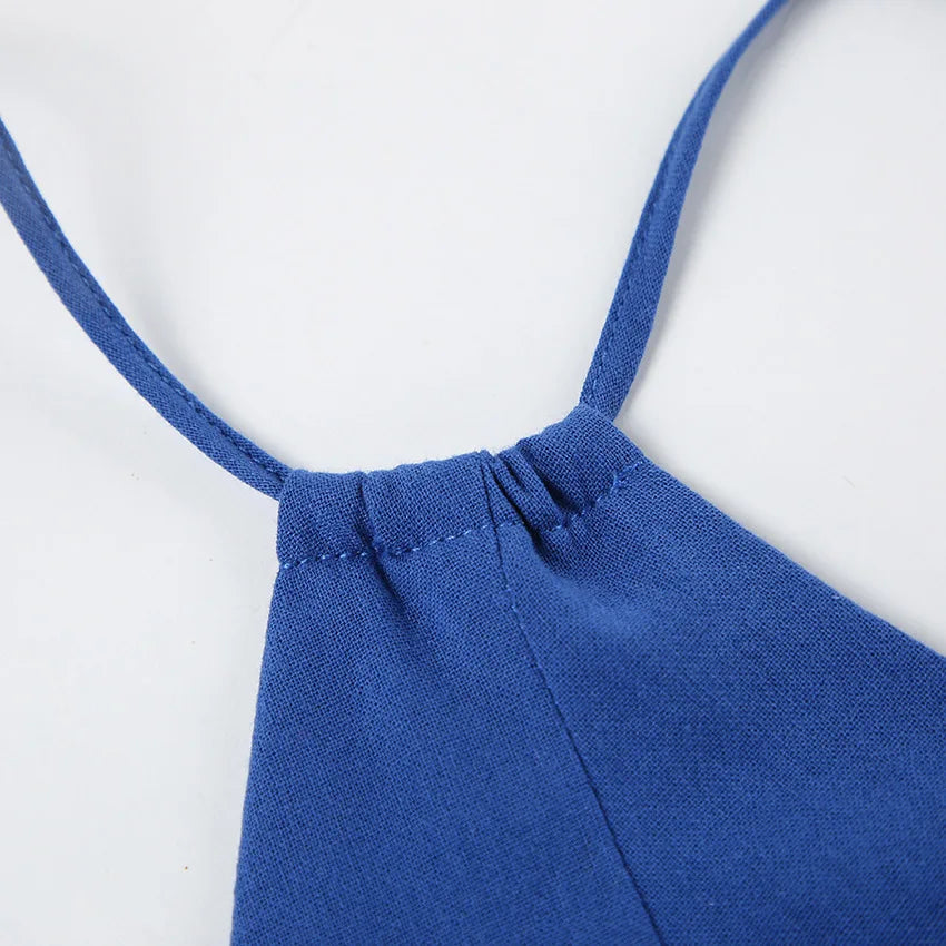 V-Neck Backless Patchwork Long Dress Women Casual High Waist Bandage Sleeveless Solid Spring 2025 New Ladies Maxi Dress