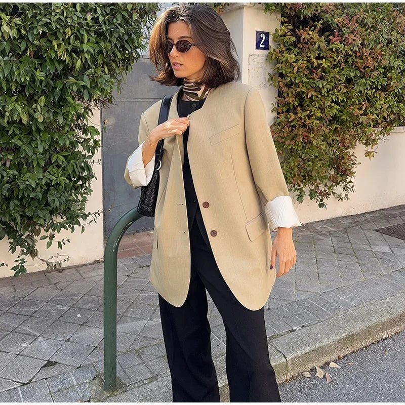 Casual Women's Blazer Jackets Long Sleeve Square Collar Spring Female Coat Fashion Pockets Long Sleeve Office Lady Outfits
