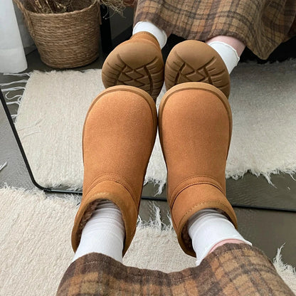 Winter Boots Lady Boots-Women Australia Female Shoes Snow Lolita Leather Shearling Fur Women's Leather Boots Winter Footwea