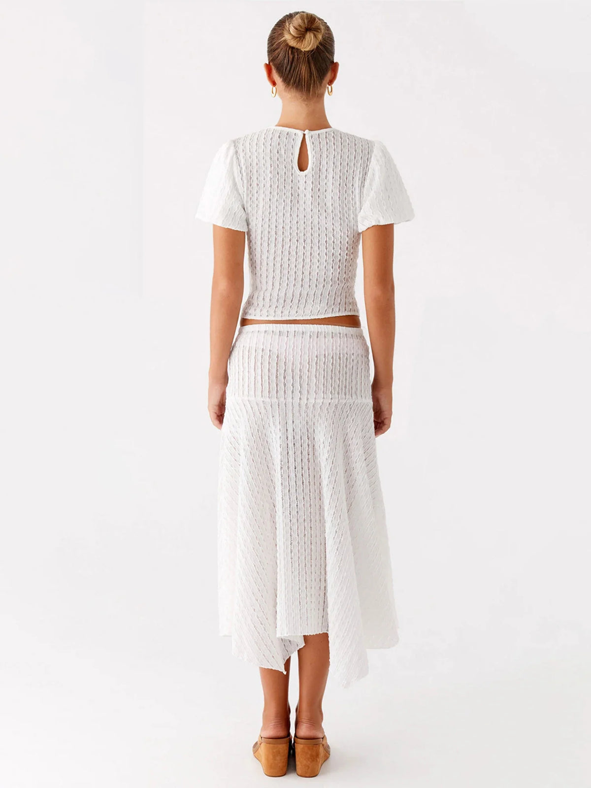 Casual Summer Ensemble Vibrant Crop Tops and Flowy Skirts for Trendy Street Style Fashionistas