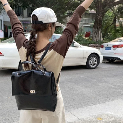Korean Simple Trendy Solid Schoolbags Y2k Aesthetic High-capacity Fashion Women Handbags Casual All Match Backpack for Students