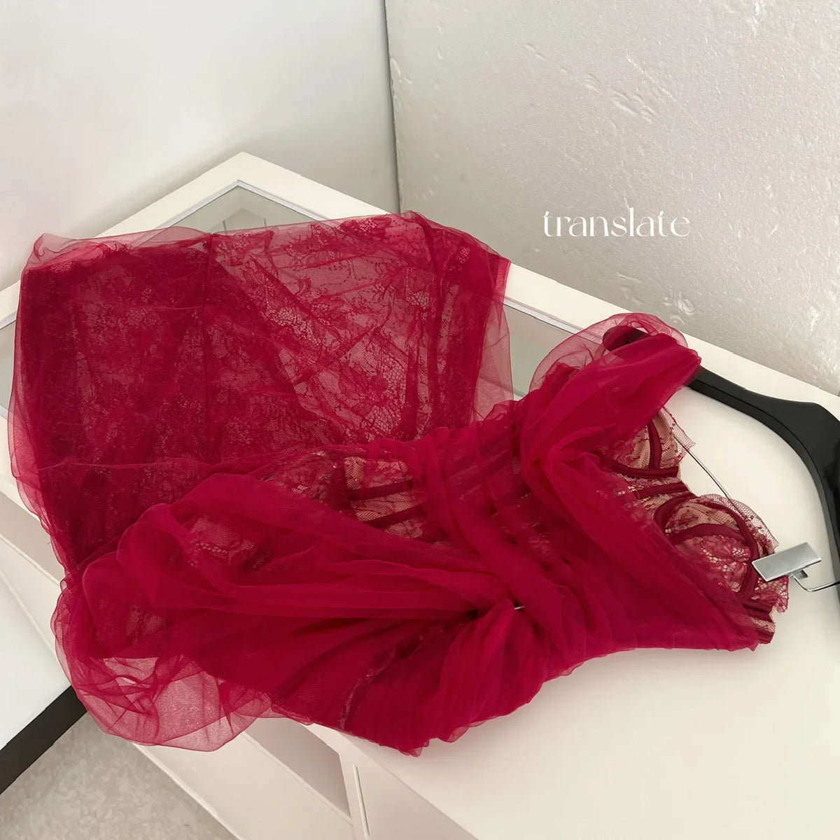 Women Vintage Red Sexy Strapless Sleeveless Lace Mesh Maxi Dress Elegant Christmas Evening Slim Long Dress Vestidos