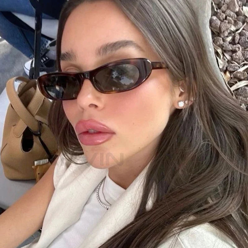 Fashion Cat Eye Sunglasses Women's Luxury Brand Small Oval Black Sun Glasses Women Goggle Trends Rectangle Eyewear UV