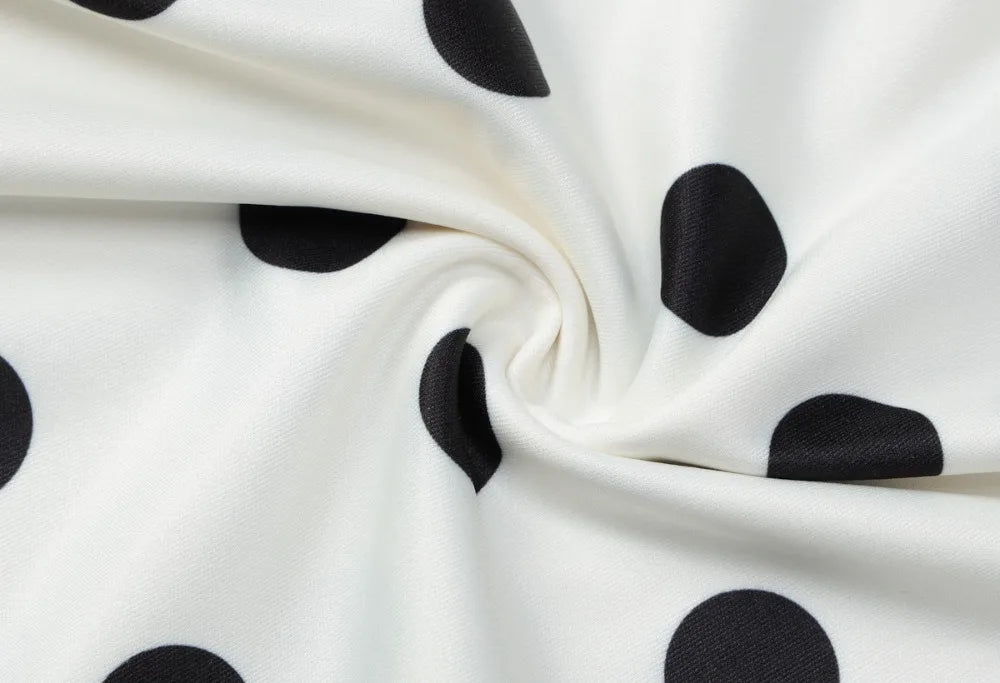 Spring Autumn Polka Dot Print Mini Dress Women Elegant Deep V Neck Flare Sleeve Slim High Waist A Line Short Party Dresses