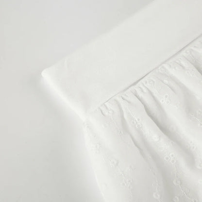 White Cute Layered Skirt Eyelet Embroidery Low Waisted Pleated Skirt Summer Vacation Sweet Style Hotty Miniskirt Y2K