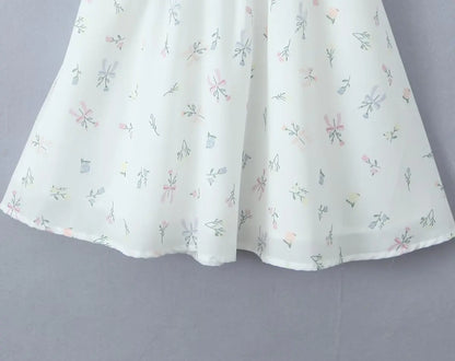 Floral Print Fishbone Slim Sling Mini Dress For Women Sexy Thin Straps Low Waist Holiday Party Summer Dresses Lace Up Back Robe