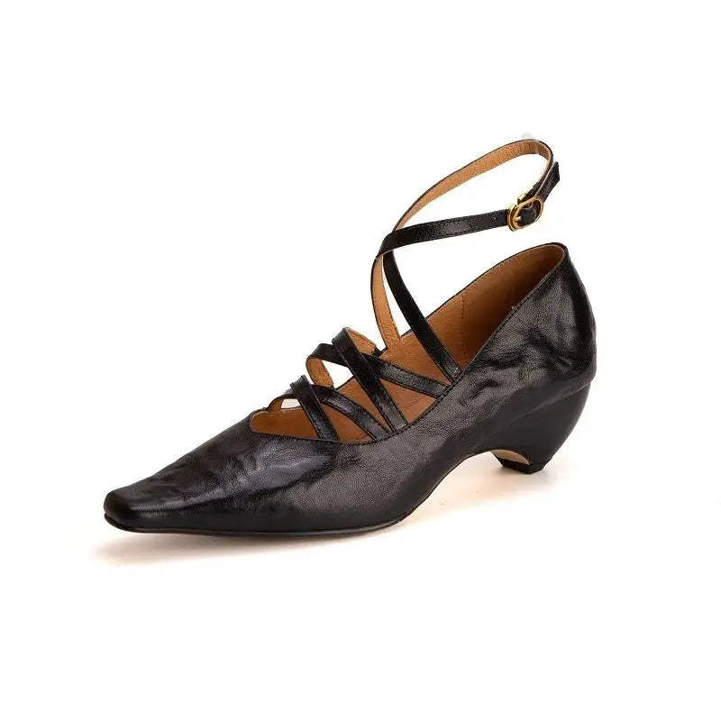 Women Pumps French Style Sheepskin Simple Shoes Retro Mary Jane Woman Simple Shoes Lady Spring Autum Retro Pumps Square Toe