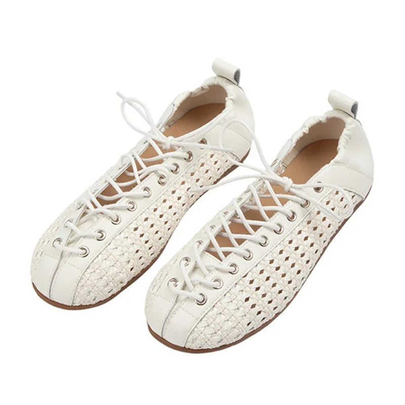 Fashion Hollow Out Mesh Split Toe Women Tabi Ballet Flats Summer Comfortable Walking Lazy Loafers Casual Girls Dance Shoe