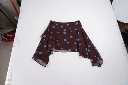 Asymmetrical Polka Dot Chiffon Mini Skirt Low-waist Irregular Pleated Short Skirt Fashion Elegant Beachwear Summer Outfit