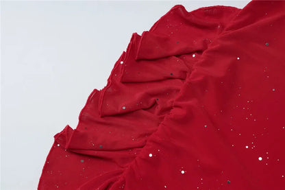 Spaghetti Strap Ruffled Sexy Mini Dress For Women Red Fashion Sleeveless Backless High Waist A-line Club Party Dress
