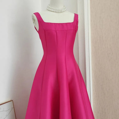 Square Collar Evening Dress French Hepburn Style Niche Temperament Retro Sling Slim Waist Wedding Party Dresses Fluffy Prom Robe