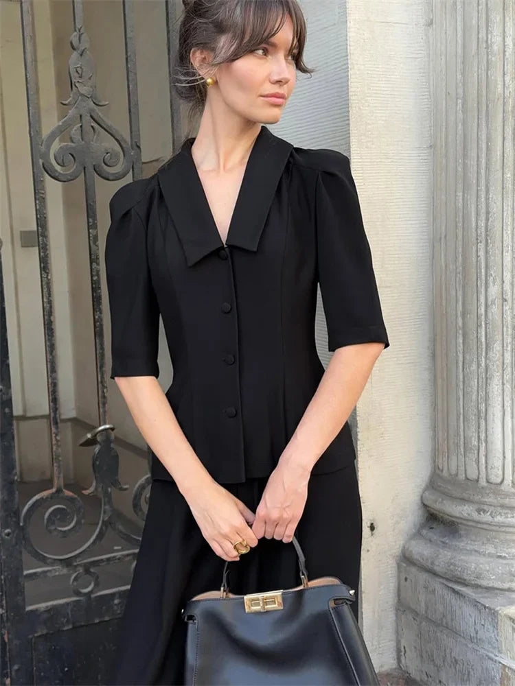 Spring Elegant 2 Piece-Set Trousers For Women V-Neck Commute Cardigan Shirts And Pant Sets Fashion Commute Suit Outfits