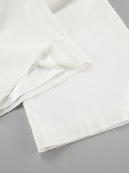 White Simple Wide Leg Pants Sets Women Summer New Off Shoulder Sleeveless Tube Tops Streetwear Fashion Casual Pants 2 Piece Set