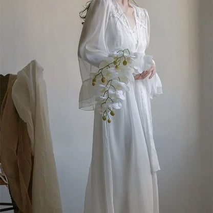 Vintage New French Retro Nightdress Retro Princess Style Nightgown Wedding Morning Gown Fairy Home Lounge Sleepwear Gown Costume
