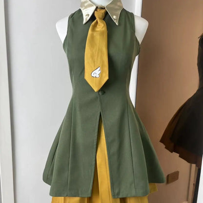 Japan Genuine Anime Card Captors Sakura Cosplay Daily Suit Sakura Cosplay Sakura Hongkong Travel Green Dress Wig Women Roleplay
