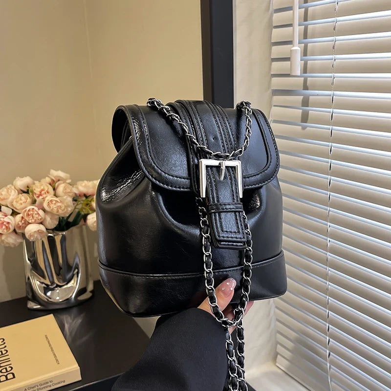 Large Capacity Backpack Fashion Soft Leather Handbag Purse Trendy College School Bag Casual Travel Backpack Women's Shoulder Bag