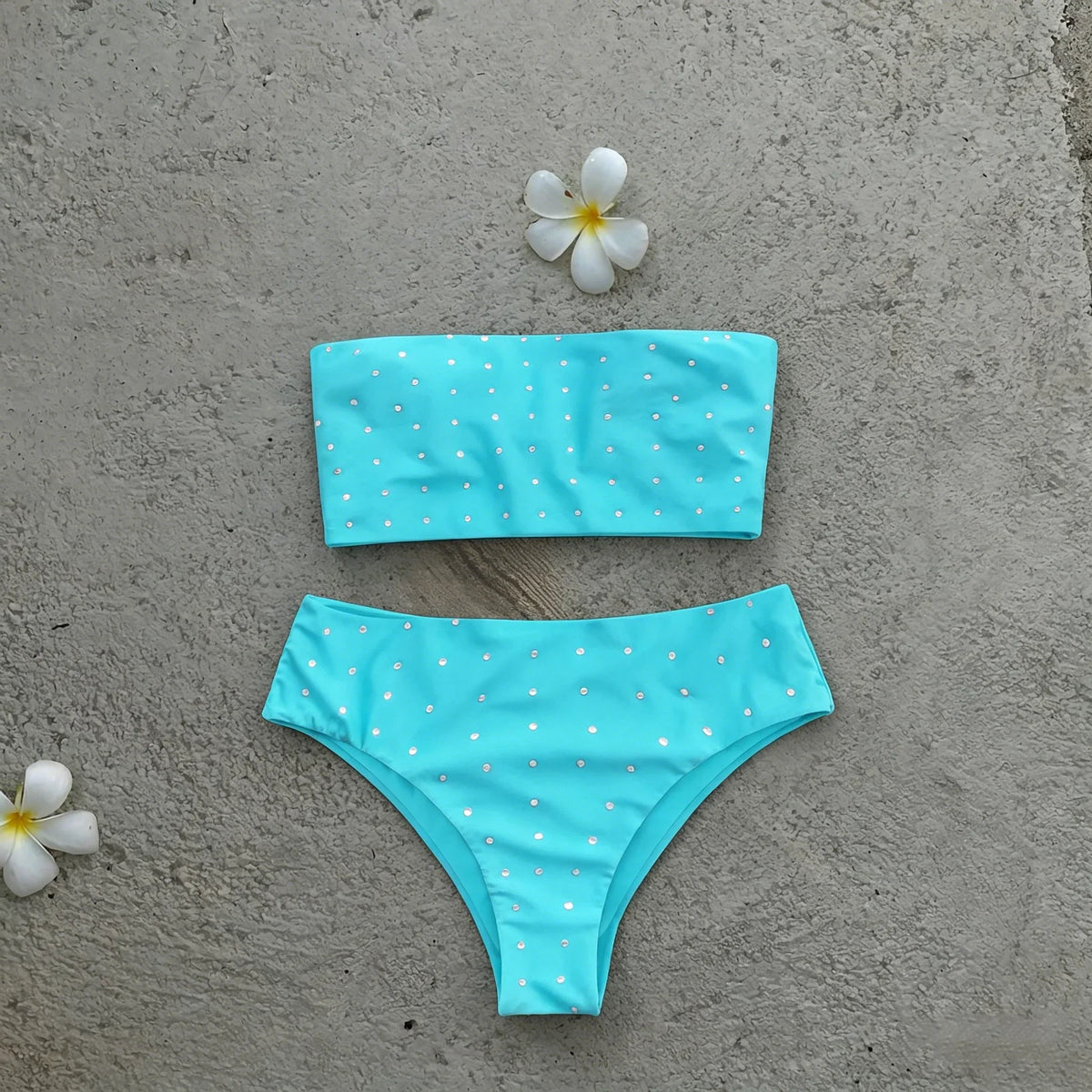 Rhinestones Swimsuit Bikini Swimwear Swimsuit Women Separates Swimwear Two Piece Side Straps Swimsuit Bathing Suit
