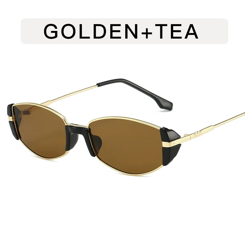 Trendy Small Square Women's Sunglasses Metal Frame Sun Glasses Vintage Shades UV400 Eyewear Narrow Eyeglasses Driver Goggle