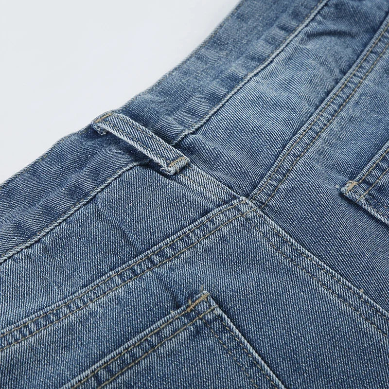 Blue Baggy knee-length Jeans Streetwear y2k High Waist Loose Mid-length Jeans for Women Summer Casual Basic Denim Pants