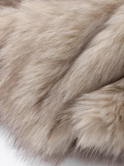 Fashion Faux Fur Jacket Coat Women Streetwear Warm Fluffy Solid Loose Long Sleeve V Neck Female Cardigan Winter Outwear