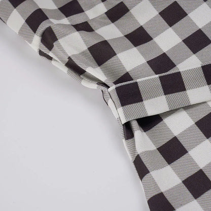Elegant Women A Line Short Dress Fashion O Neck Plaid Print Sleeveless Tie Waist French Retro Casual Summer Mini Dress