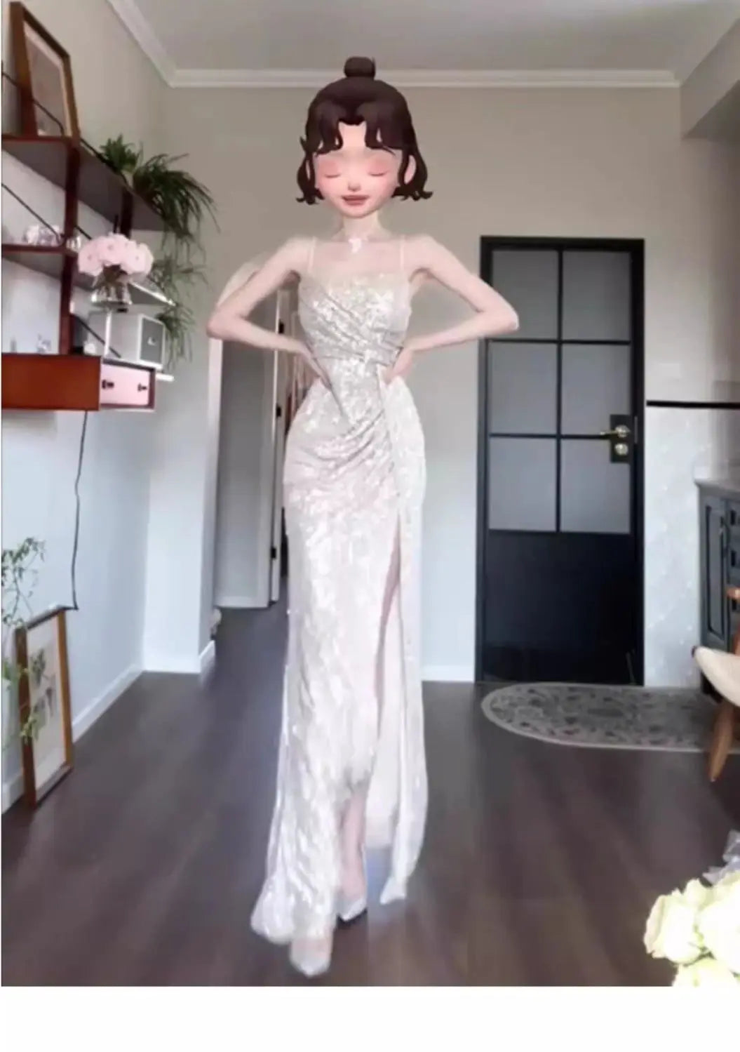 Annual & Engagement Party Gown - High-End, Light Luxury, Niche Dress for Bride's Morning, Toast & Sling Camisole