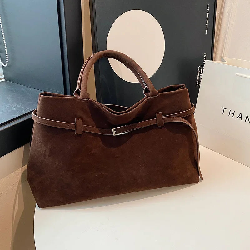 New Retro Suede Suede Handbag Internet Celebrity Same Design Tote Bag Fashion Versatile Shoulder Bag High Beauty Wrist Bags