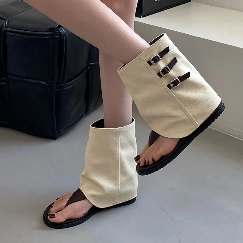 New Fashion Open Toe Women Ankle Sandals Boots With Height Increasing Footwear Ladies Short Booties Shoes Female Flip flops