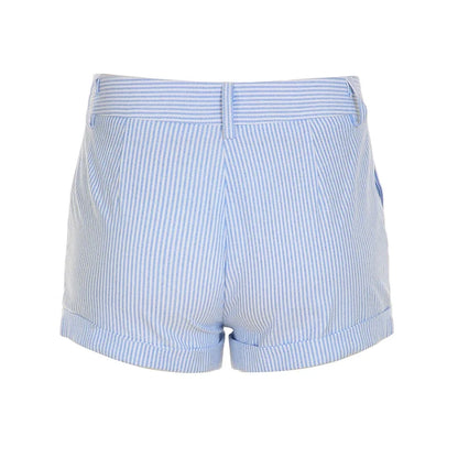 Roll-up Hem Striped Shorts Casual Basic Button-up High Waist Hot Pants Chic Elegant Slim-fitting Short Pants Streetwear