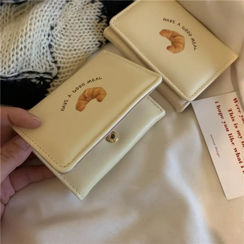 Cute Bread Wallets for Women Ins Korean Style Fashion Simple Designer Card Wallet Square Leather Original Aesthetic Bags