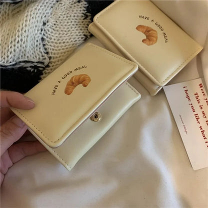 Cute Bread Wallets for Women Ins Korean Style Fashion Simple Designer Card Wallet Square Leather Original Aesthetic Bags
