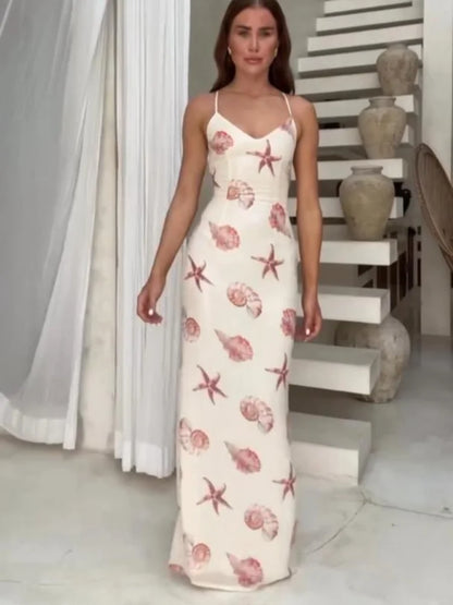 Strapless Starfish Seashell Print A-Line Mini Dress