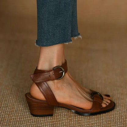 Summer Sandals Basic Retro Sandals Buckle Strap Womens Pumps Sheepskin Ladies Shoes Spring Autumn Gladiator Sandal Roman Style