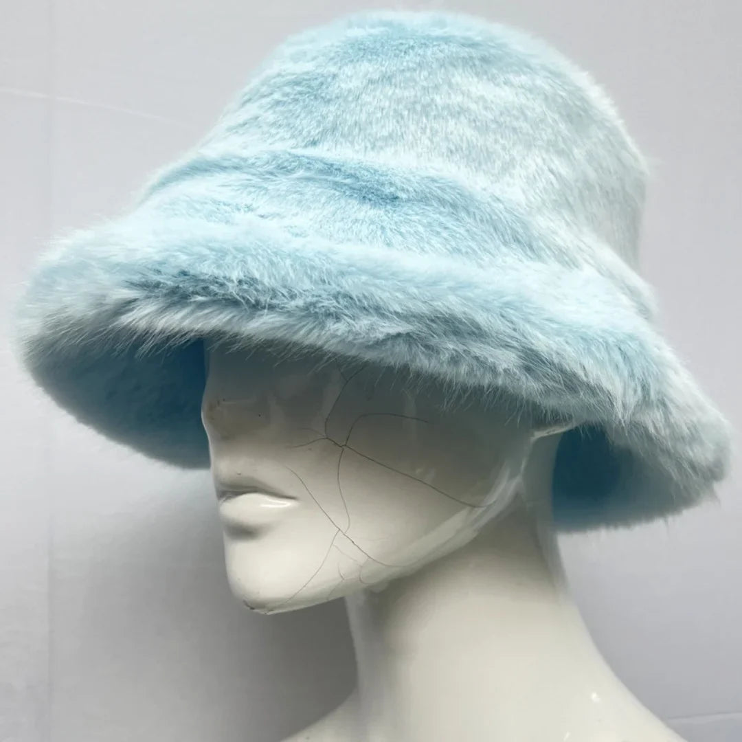 Winter 58-60cm XL Faux Fur Bucket Hat For Women Outdoor Warm Luxury Oversize Fisherman Hat Girl Trendy Party Long Fur Panama Cap