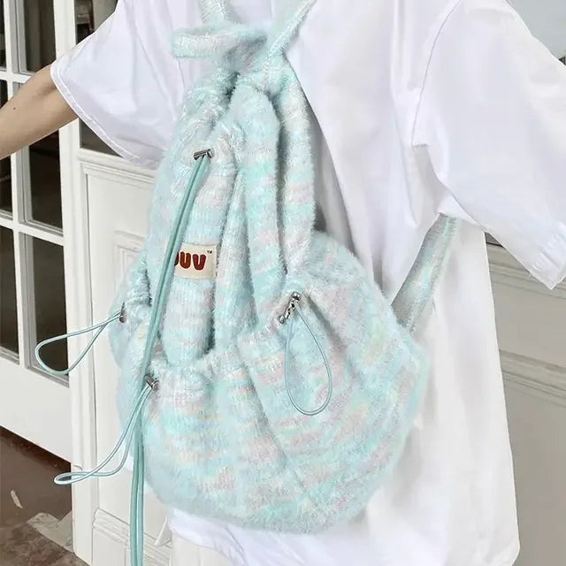 High-capacity All Match Drawstring Backpacks Women Sweet Y2k Aesthetic Schoolbags Contrast Color Girl Chic Backpack for Students